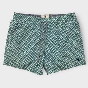 Ted Baker London Mens Swim Trunks Size 5 Geometric Print Teal Blue‎ Chevron